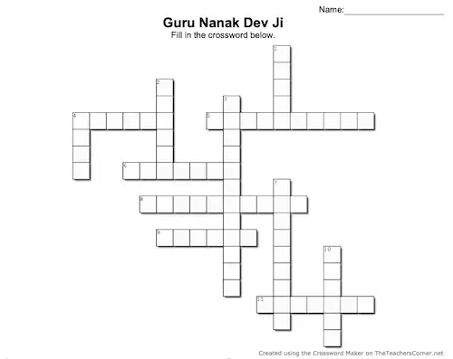 Guru Nanak Dev Ji Crossword preview